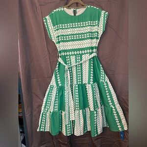 Cupshe Green and White Patterned Midi Dress